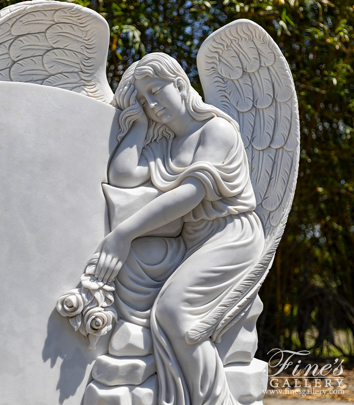 Marble Memorials  - Weeping Angel Headstone - MEM-486